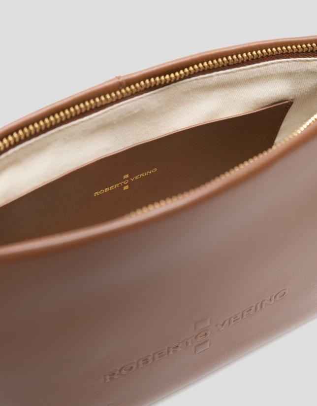 Megan Messenger camel leather shoulder bag