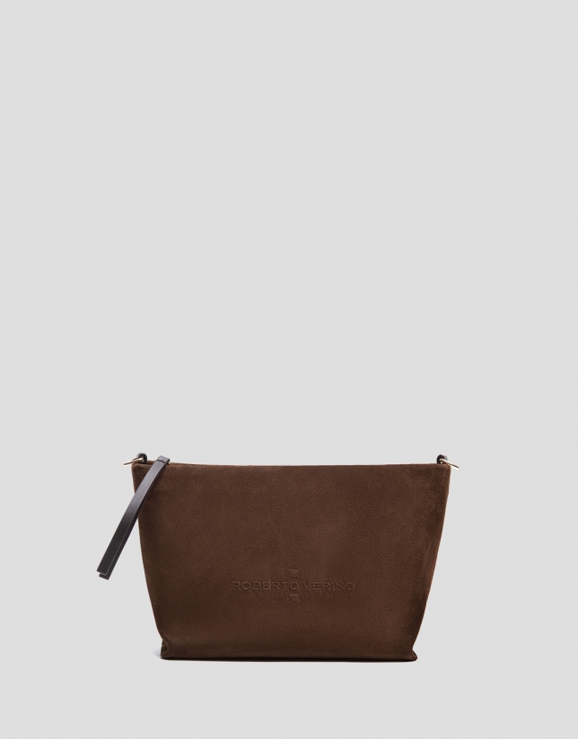 Megan Messenger brown suede shoulder bag