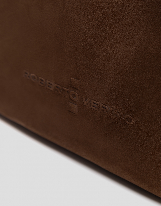 Megan Messenger brown suede shoulder bag