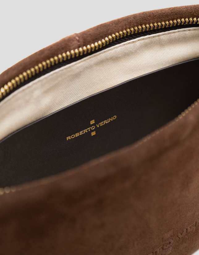 Megan Messenger brown suede shoulder bag