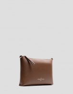 Lia camel saffiano leather shoulder bag