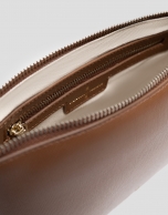Lia camel saffiano leather shoulder bag