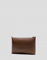 Lia camel saffiano leather shoulder bag