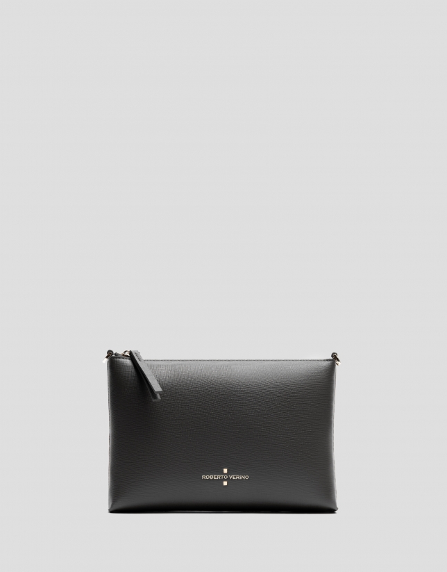 Lia shoulder bag in grey saffiano leather