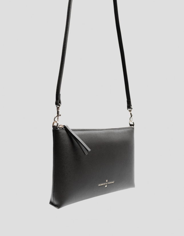 Lia shoulder bag in grey saffiano leather