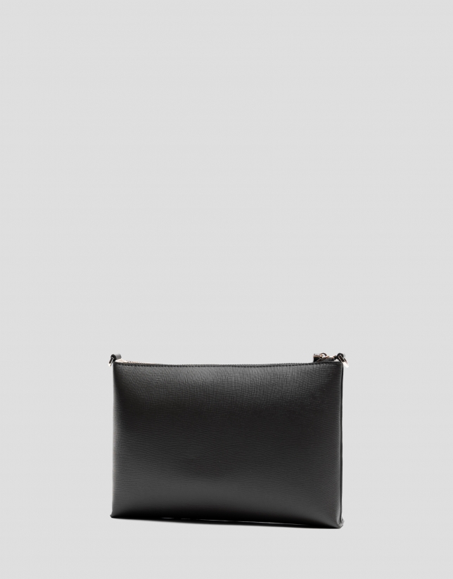 Lia shoulder bag in grey saffiano leather