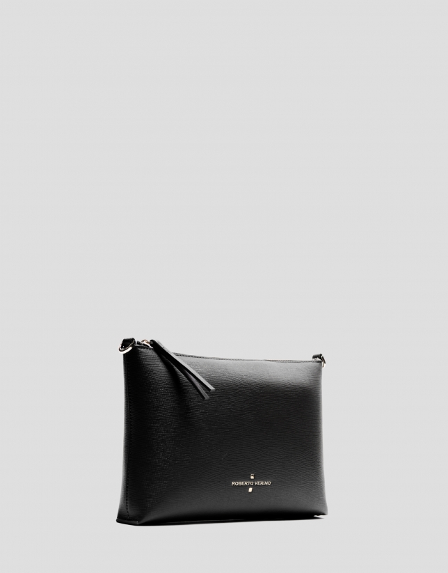 Lia shoulder bag in black saffiano leather