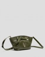 Ares Midi green leather handbag