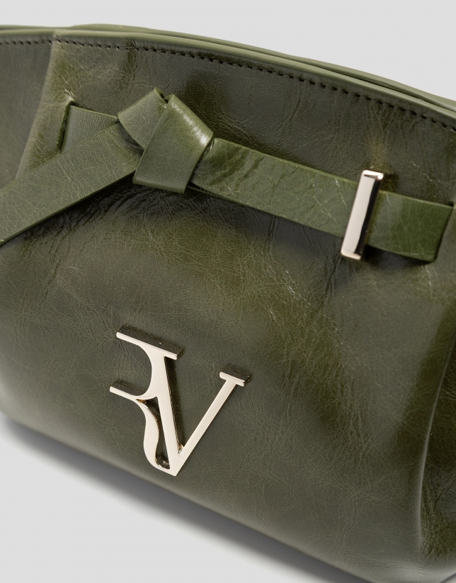 Ares Midi green leather handbag