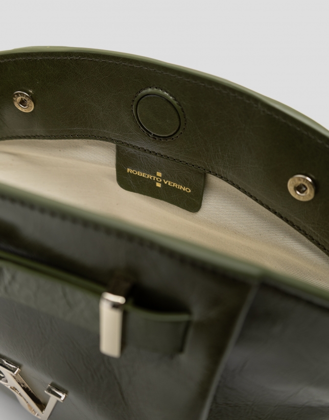 Ares Midi green leather handbag