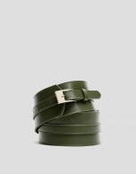 Cinturón ancho piel verde oliva
