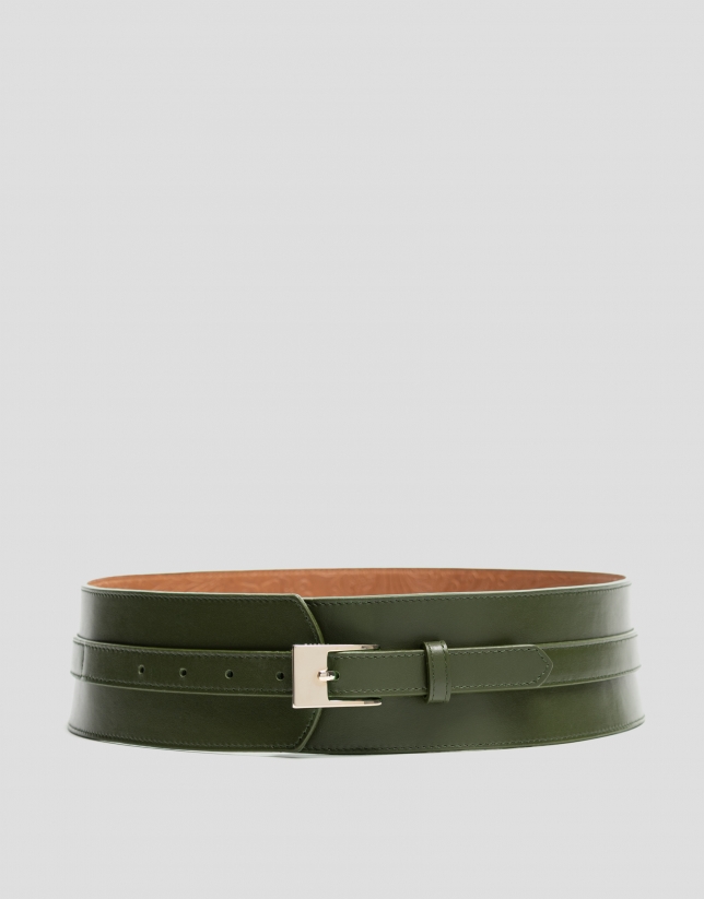 Cinturón ancho piel verde oliva