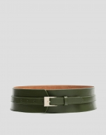 Cinturón ancho piel verde oliva