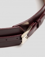 Wide burgundy leather belt