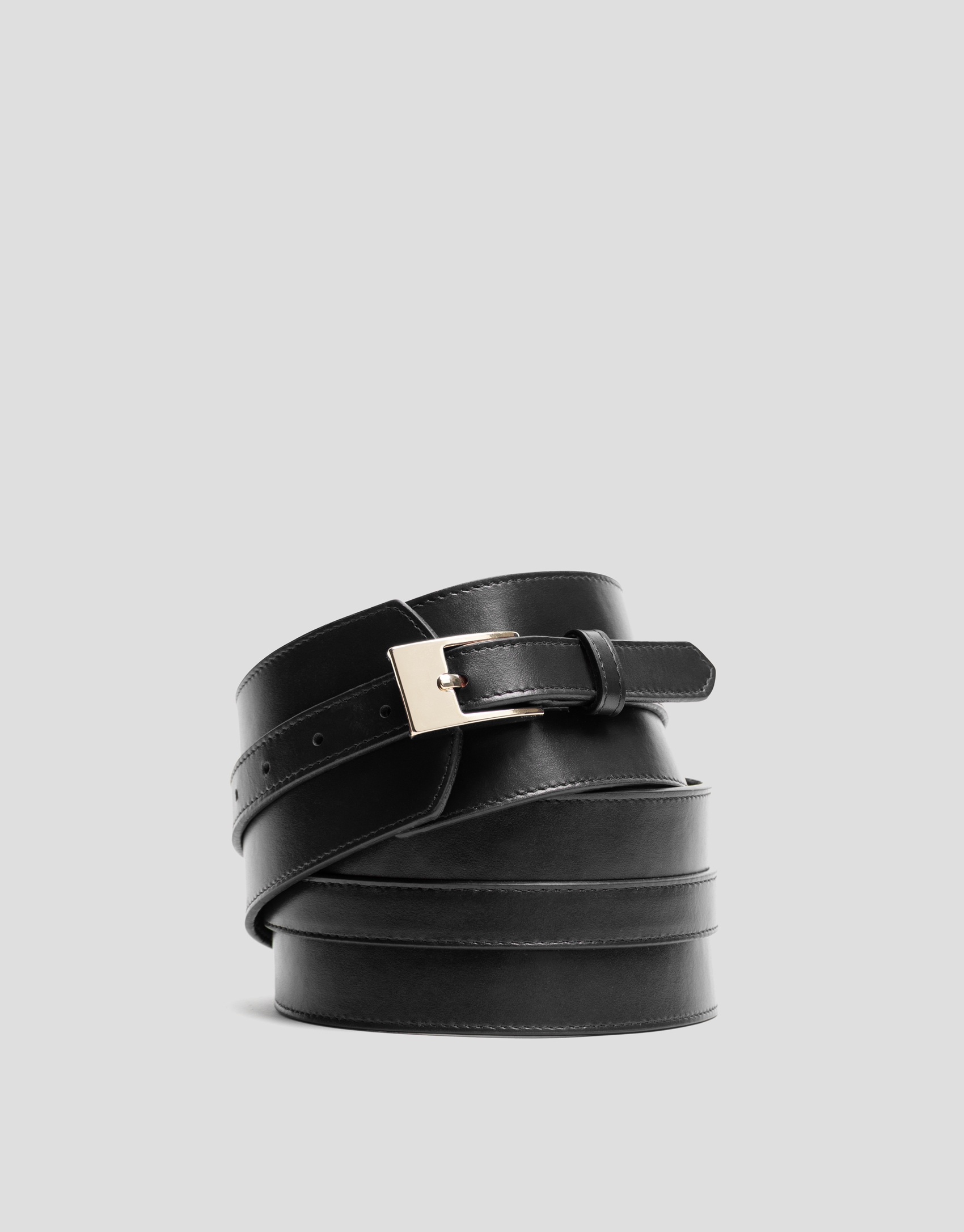 Wide black leather belt