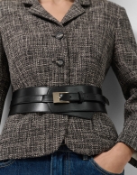 Wide black leather belt