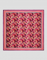 Pañuelo seda estampado flores frambuesa