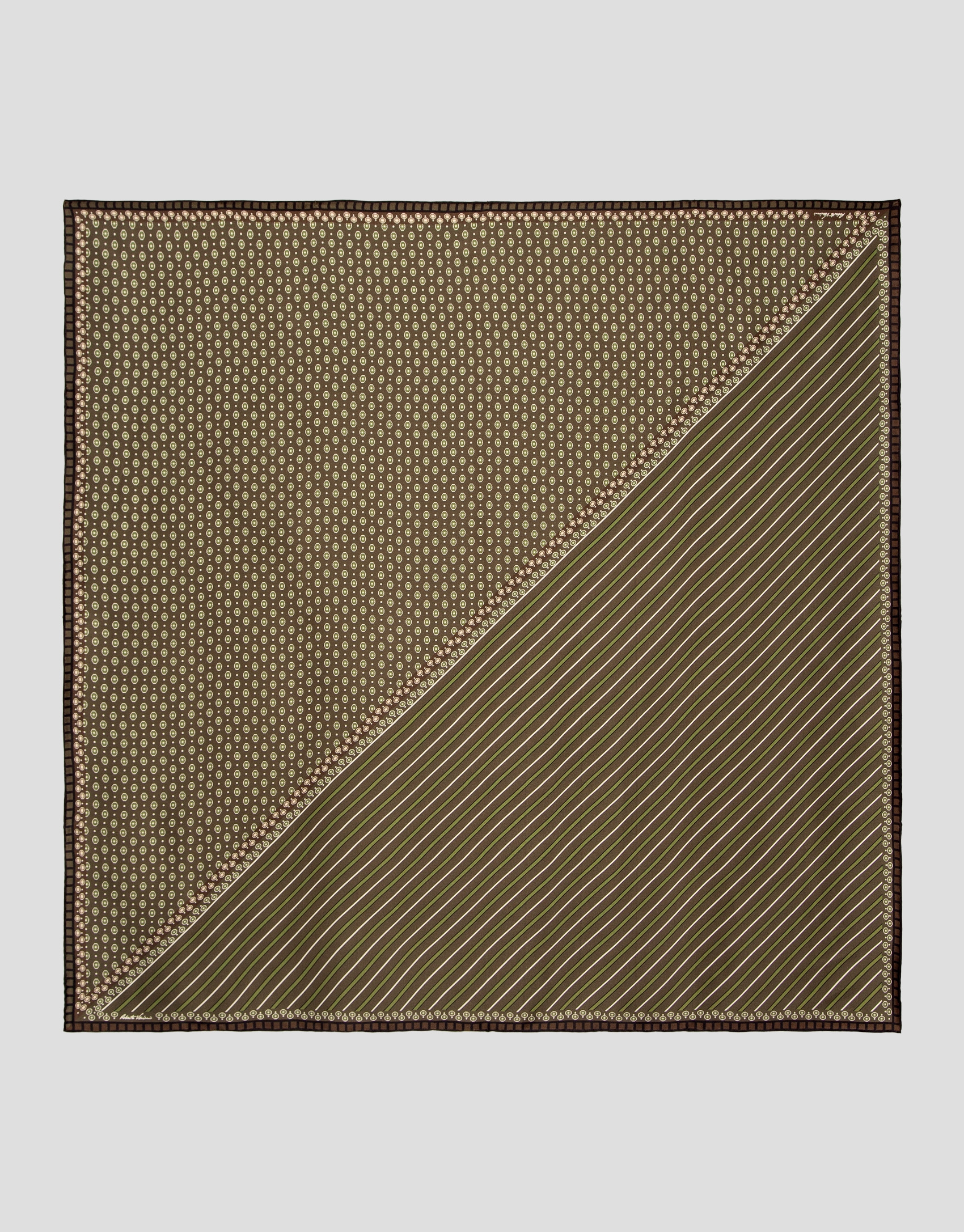 Silk scarf tie design in green tones