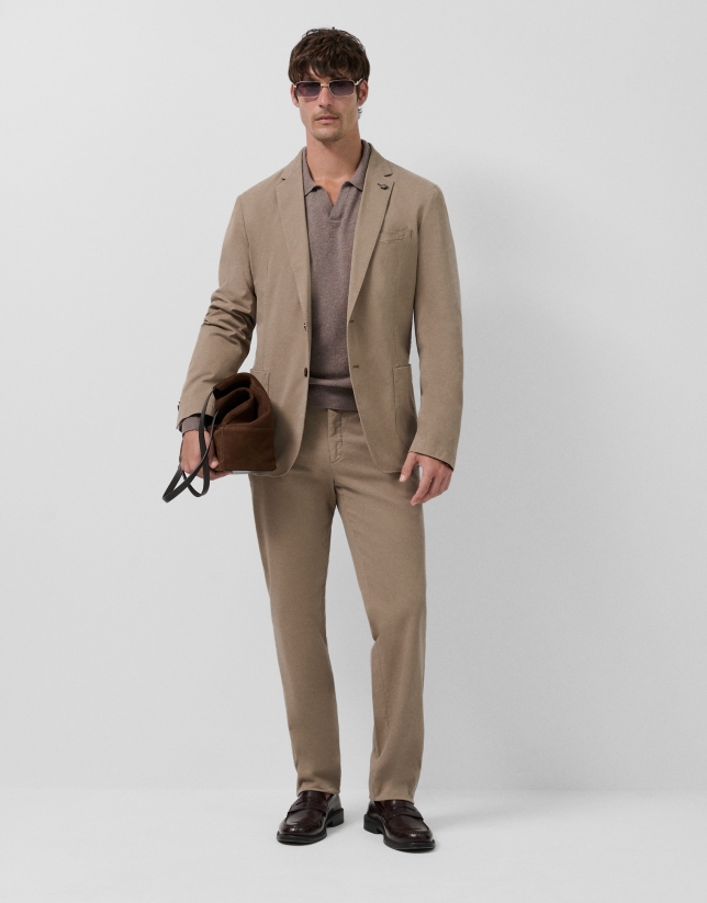 Mink-coloured dyed chino trousers