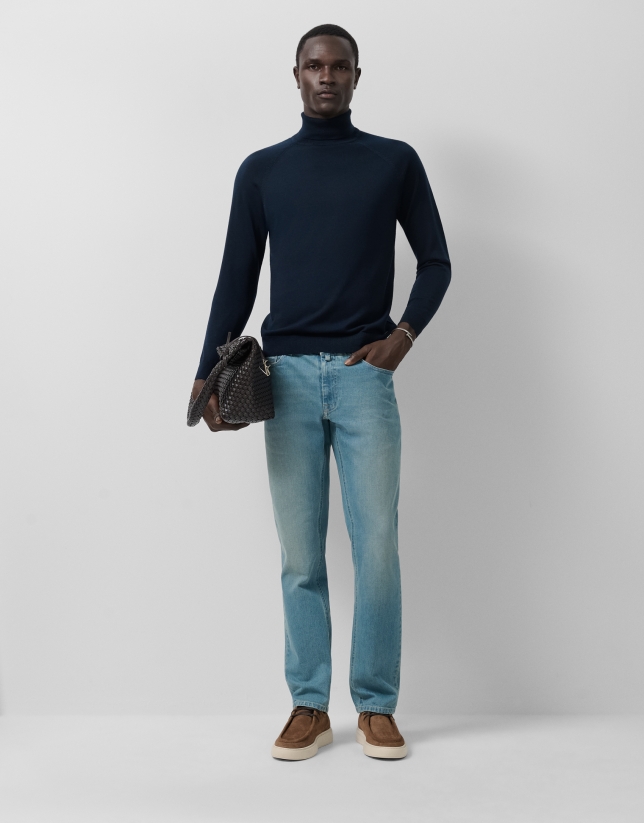 Pantalón denim hombre regular azul claro