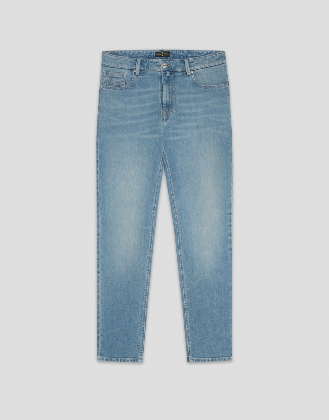 Pantalón denim hombre regular azul claro