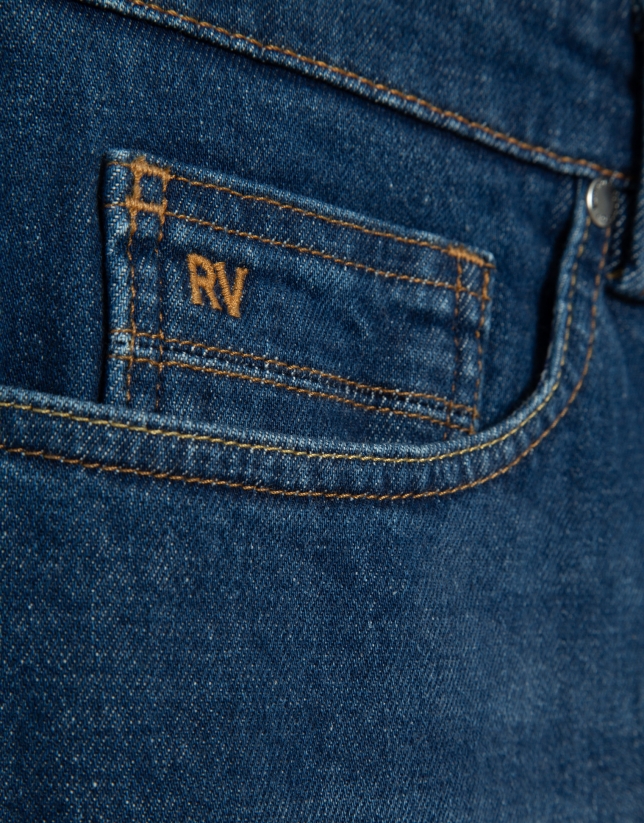 Pantal&oacute;n denim hombre regular azul medio