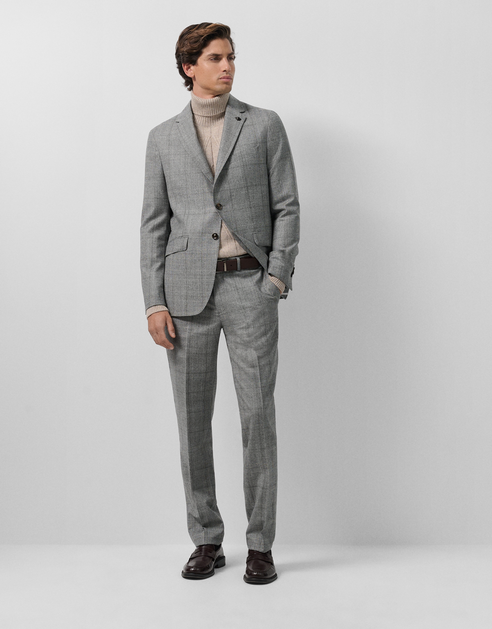 Grey checked wool separate trousers
