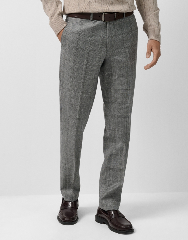 Grey checked wool separate trousers