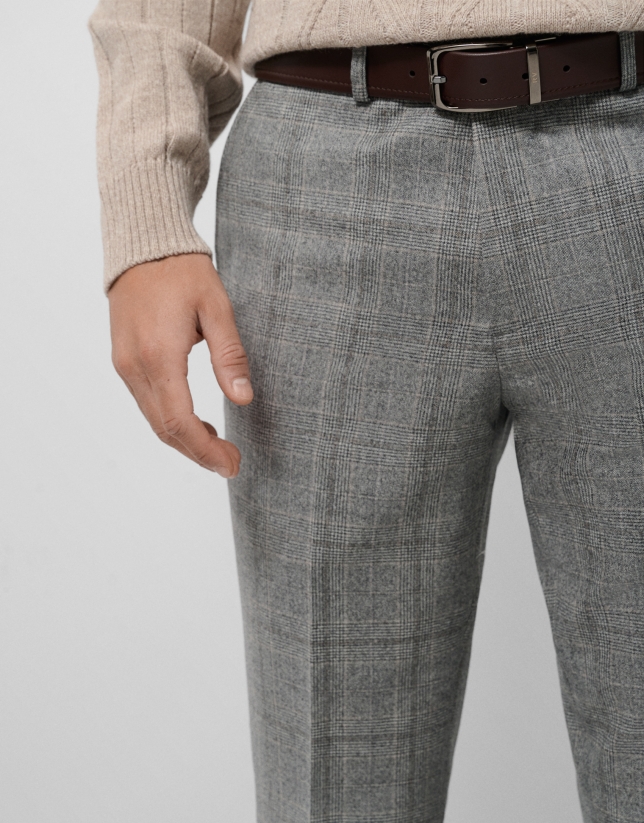 Grey checked wool separate trousers