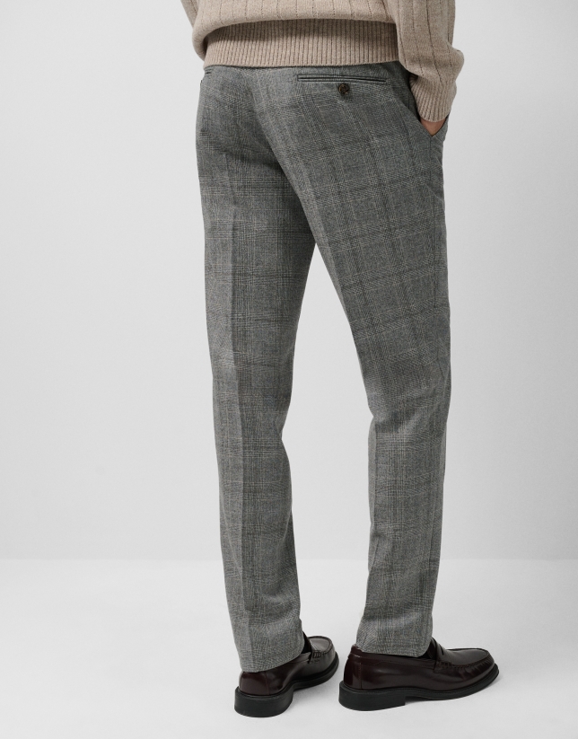 Pantalón separate lana cuadros grises