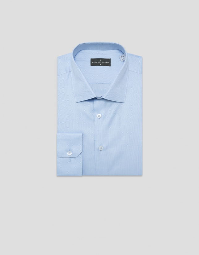 Camisa vestir microestructura celeste