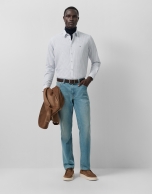 Regular sport shirt with navy flower print