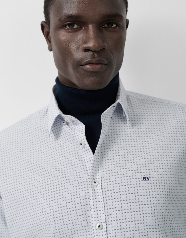 Camisa sport regular estampado flor marina