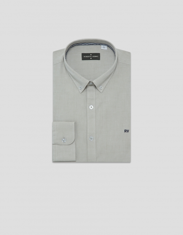 Camisa sport regular oxford caqui claro