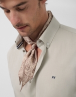 Regular light khaki oxford sport shirt