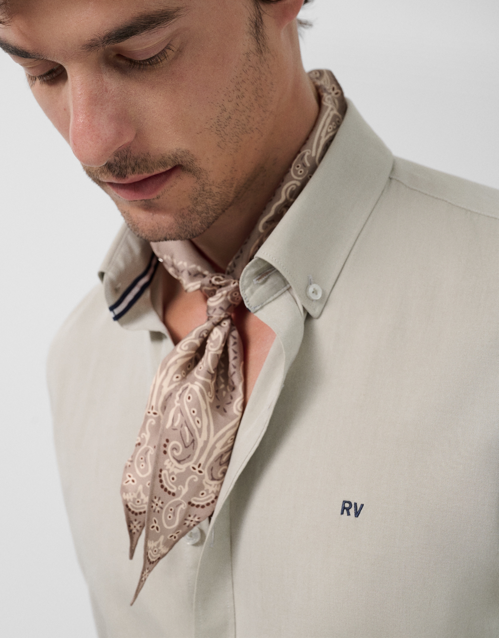 Regular light khaki oxford sport shirt