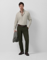 Regular light khaki oxford sport shirt