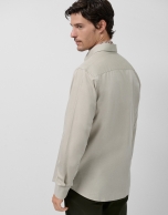 Regular light khaki oxford sport shirt