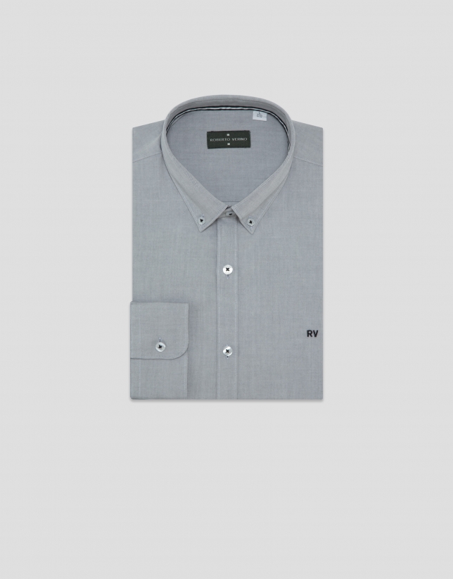 Camisa sport regular oxford gris