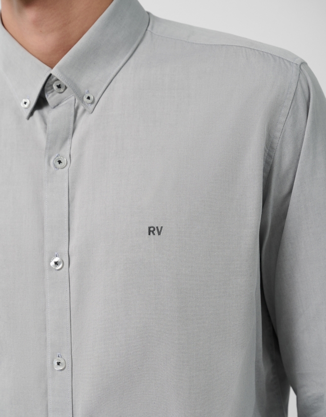 Regular gray oxford sport shirt