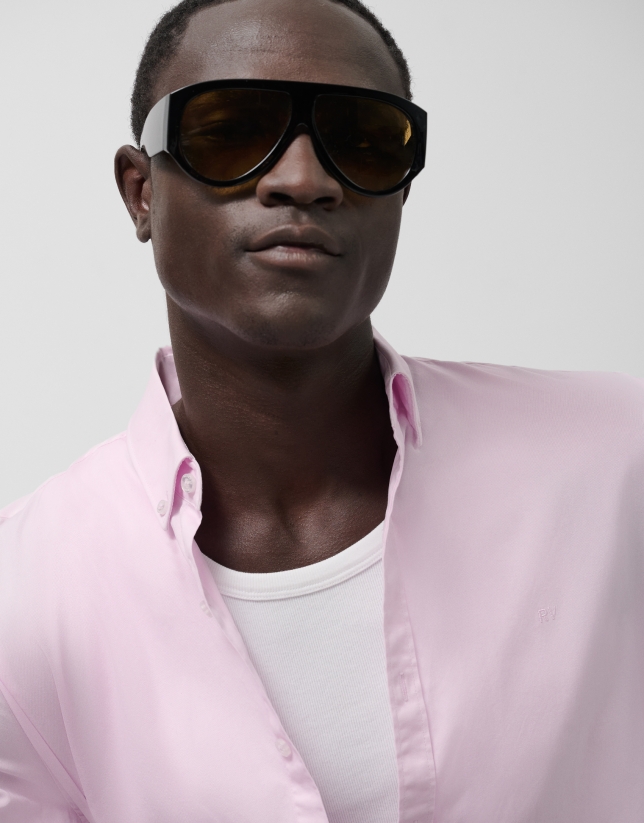 Camisa sport regular tintada ciruela claro