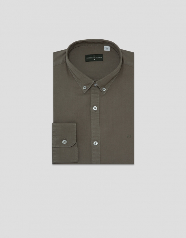 Khaki tinted regular sport shirt