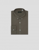 Khaki tinted regular sport shirt