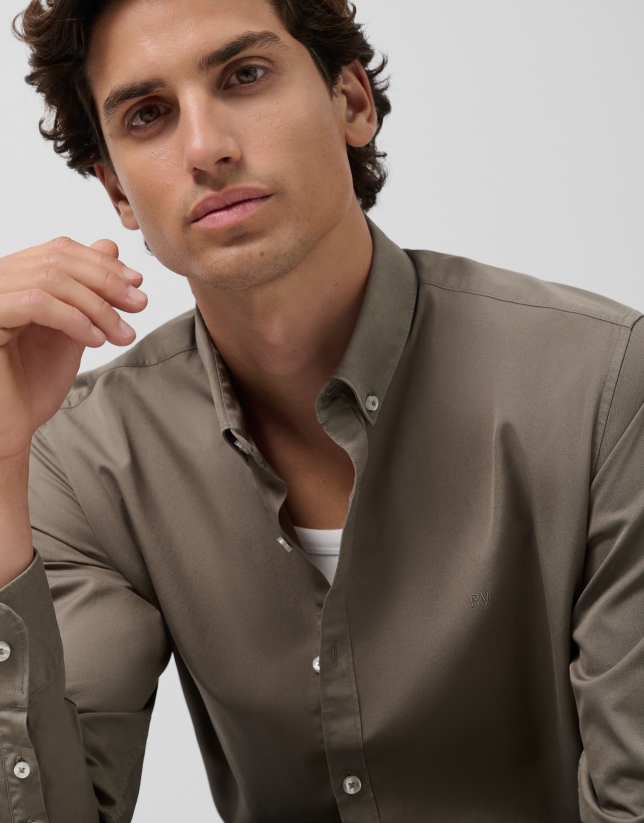 Khaki tinted regular sport shirt