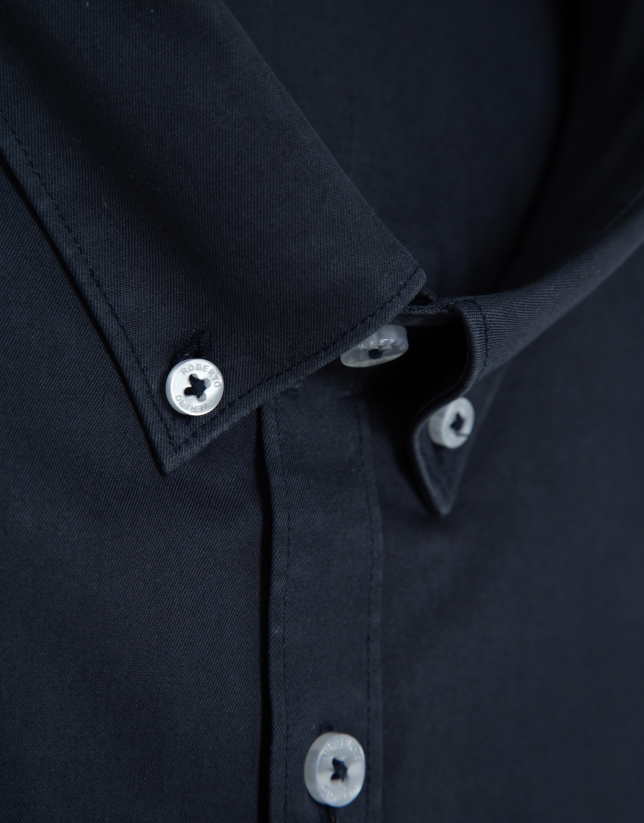 Regular fit navy blue tinted sport shirt