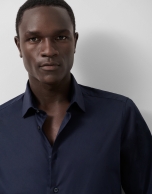 Regular fit navy blue tinted sport shirt