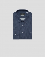 Camisa sport slim índigo estampado blanco