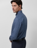 Camisa sport slim índigo estampado blanco