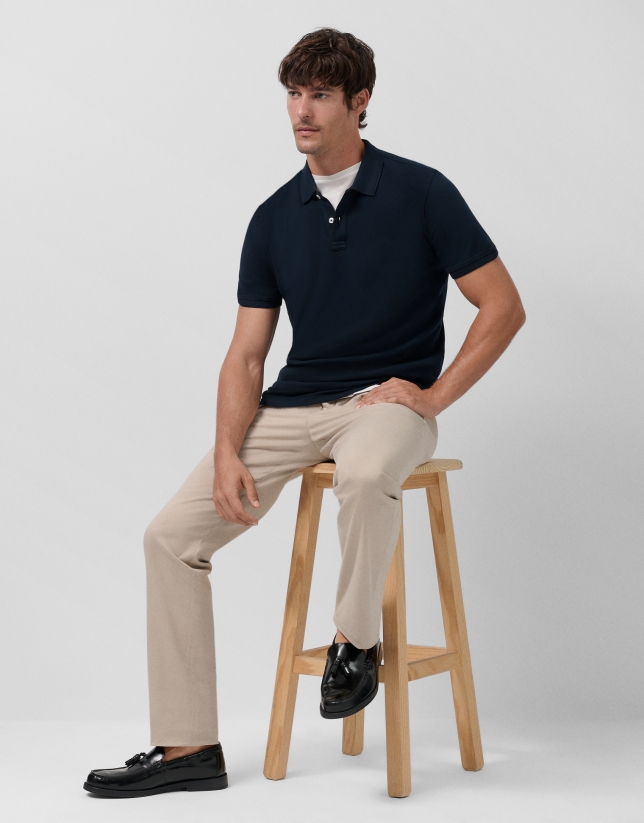 Polo piqué de manga corta azul marino