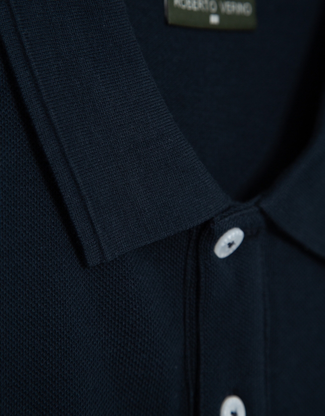 Polo piqué de manga corta azul marino